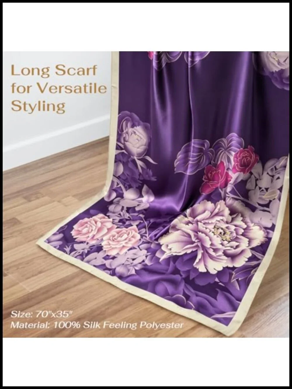 Large Satin Scarf for Women, 70x35 Inch Silk Like Shawl Wrap Lightweight Summer